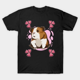 Pink Heart Design Guinea Pig T-Shirt